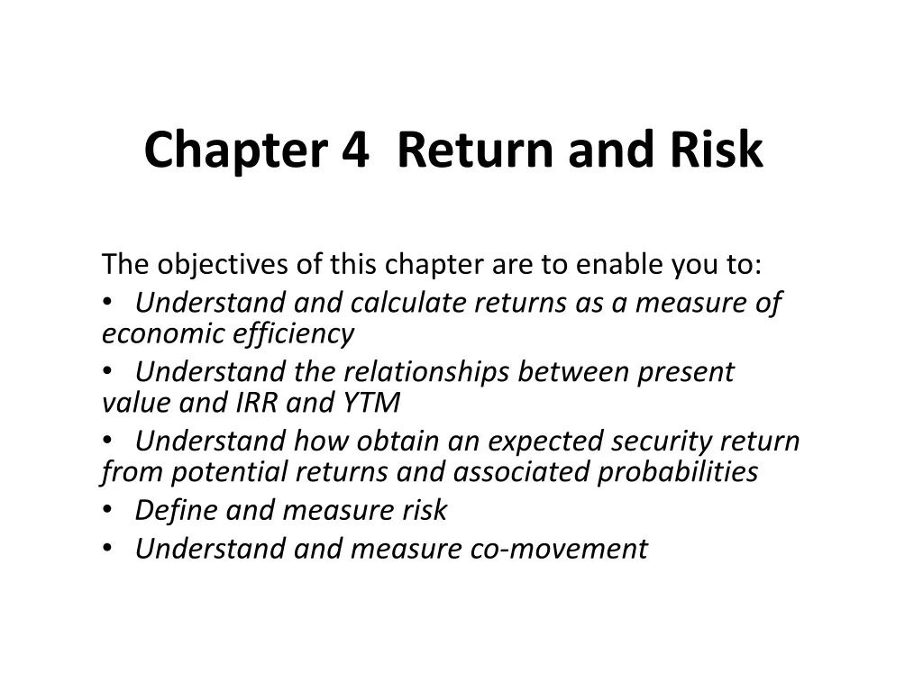 chapter 4 return and risk