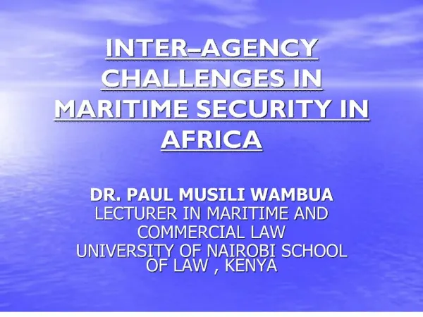 inter agency challenges in maritime security in africa