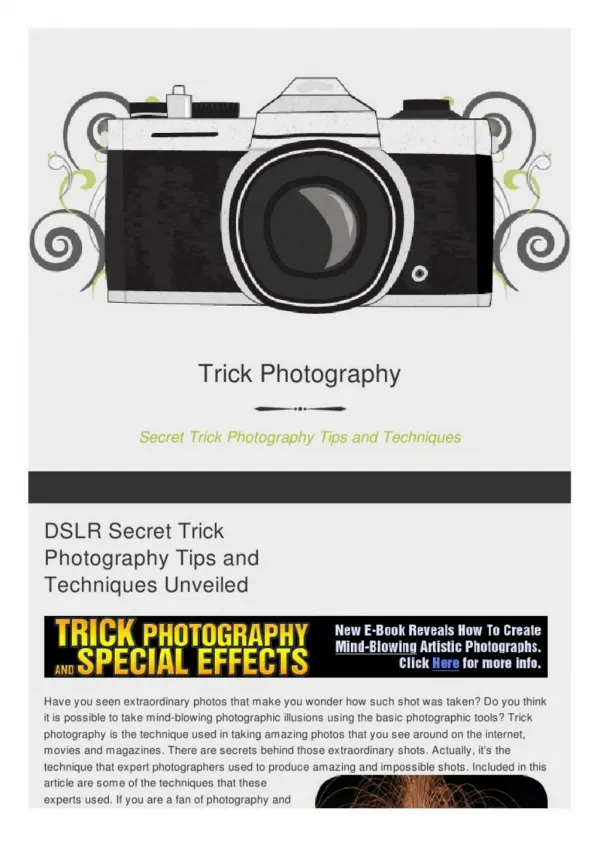 Secret Tips and Techniques for Trick Photography