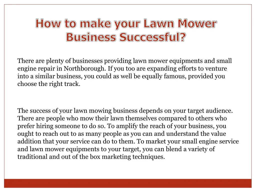 how to make your lawn mower business successful