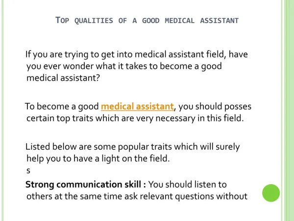 How To Become A Good Medical Assistant