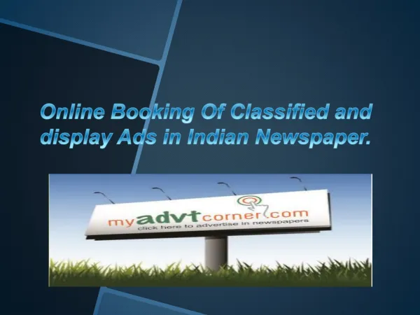 Book Newspaper Classified Ads in India