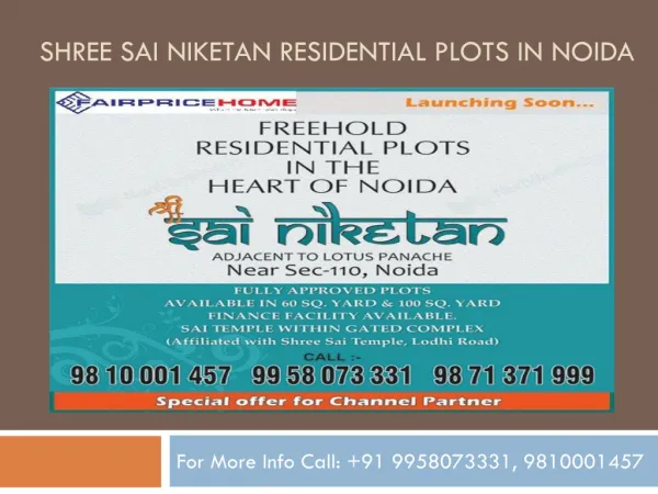 Shree Sai Niketan Residential Plots in Sector 82 Noida