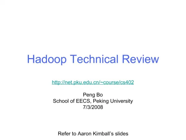 Hadoop Technical Review