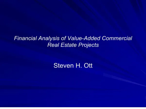 financial analysis of value-added commercial real estate projects
