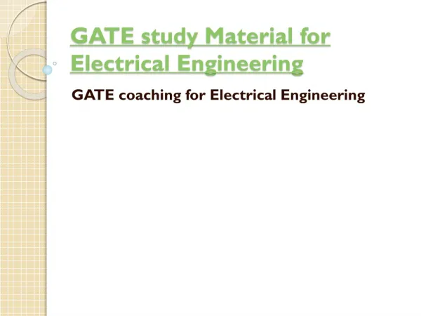 GATE Study Material for Electrical Engineering