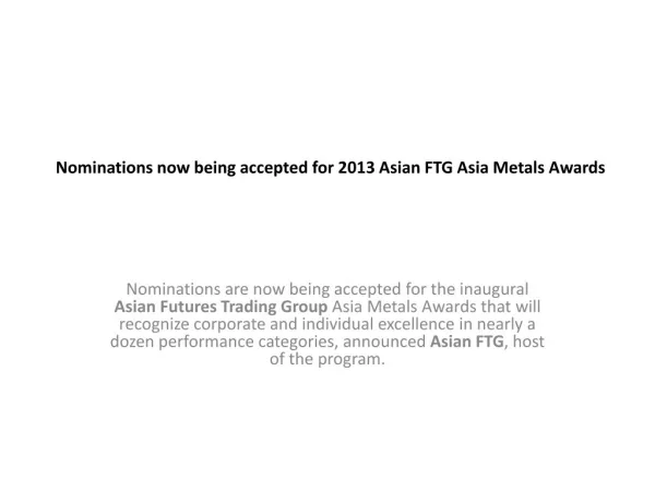 Nominations now being accepted for Asian-FTGcom