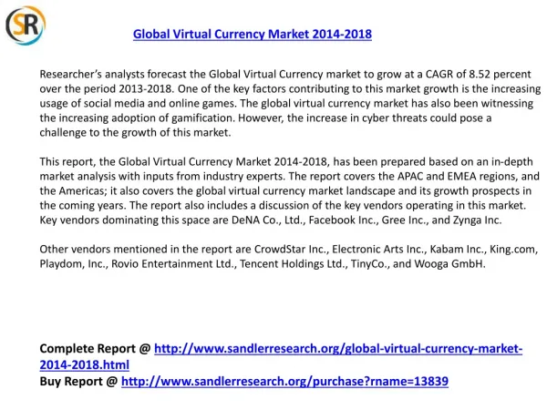 Global Virtual Currency Market 2018 Forecast in New Research
