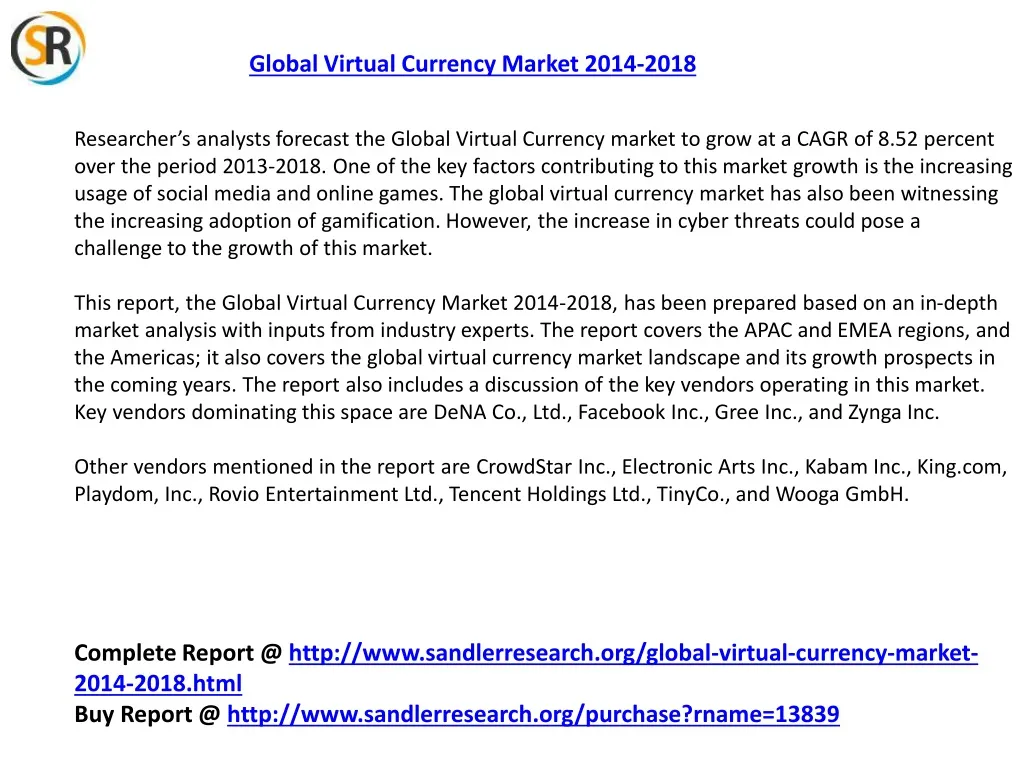 global virtual currency market 2014 2018