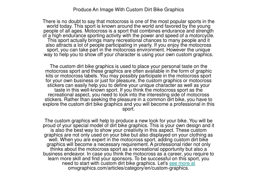 produce an image with custom dirt bike graphics