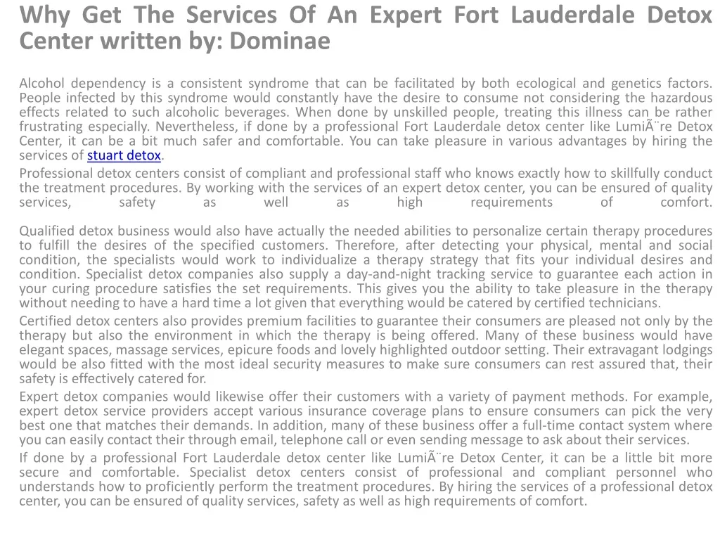 why get the services of an expert fort lauderdale