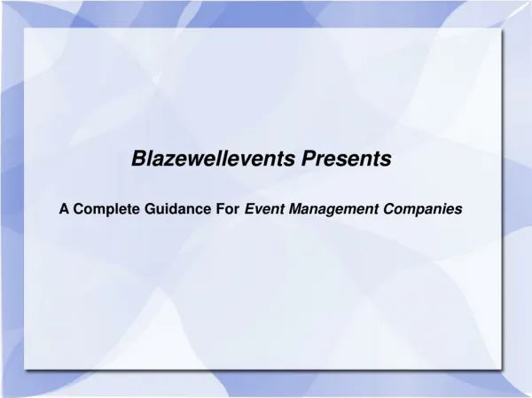 Blazewell Event management Company