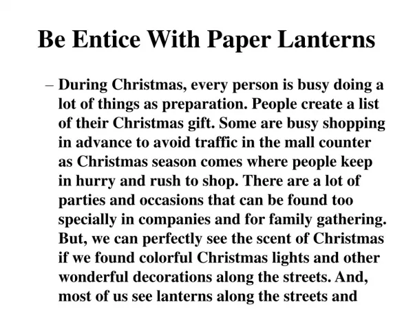 Be Entice With Paper Lanterns