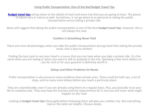 budget travel deals