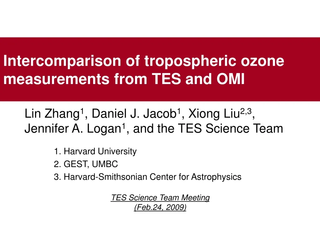 intercomparison of tropospheric ozone measurements from tes and omi