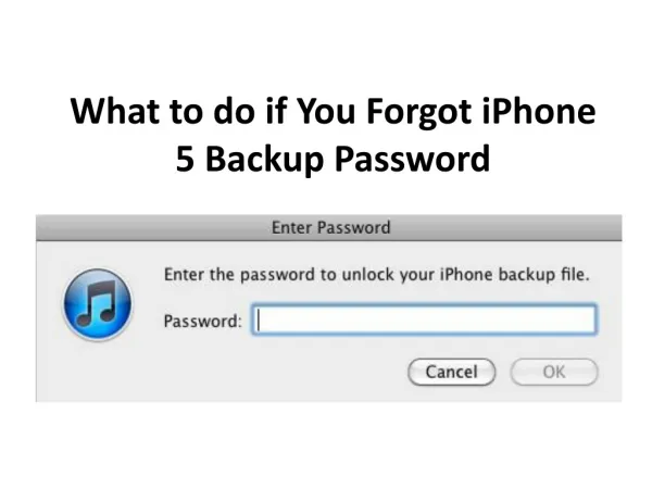 Forgot iPhone 5 Backup Password, How to Reset