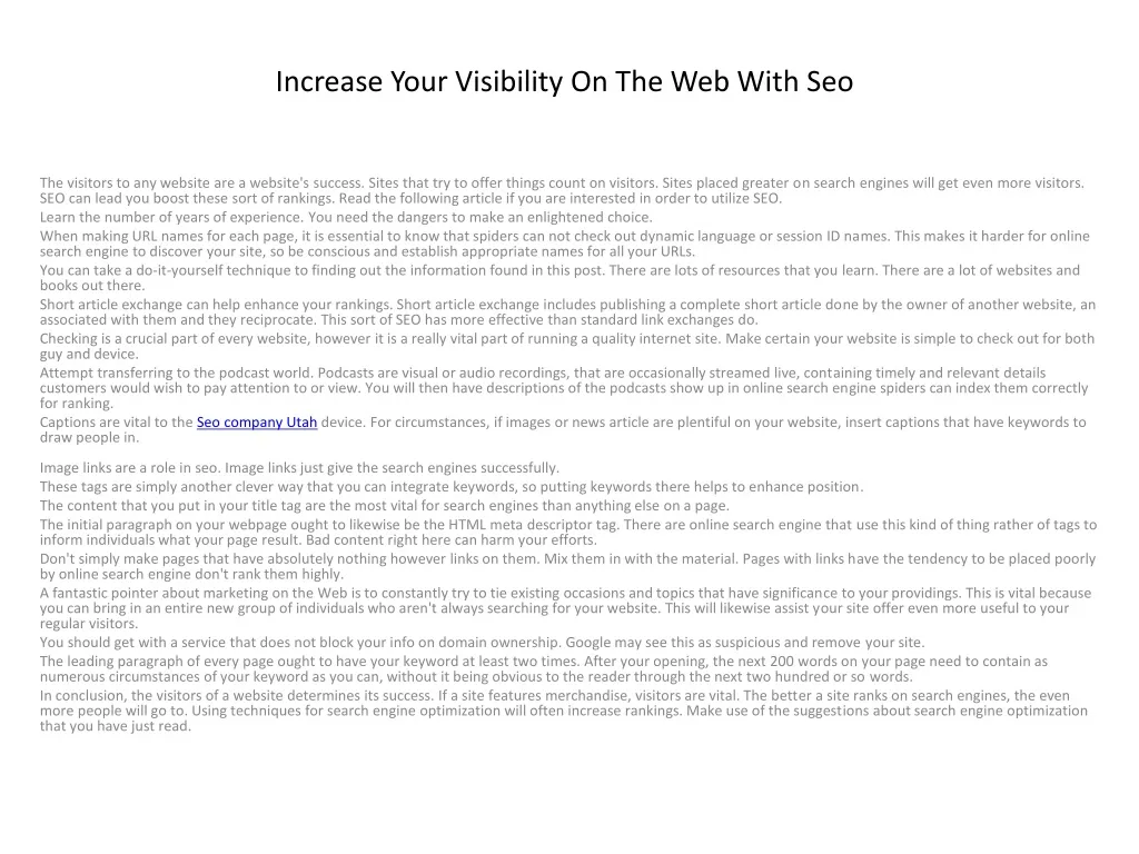 increase your visibility on the web with seo