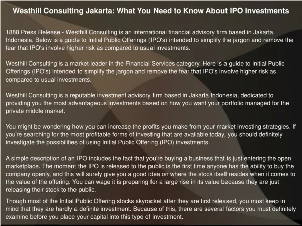 Westhill Consulting Jakarta: What You Need to Know