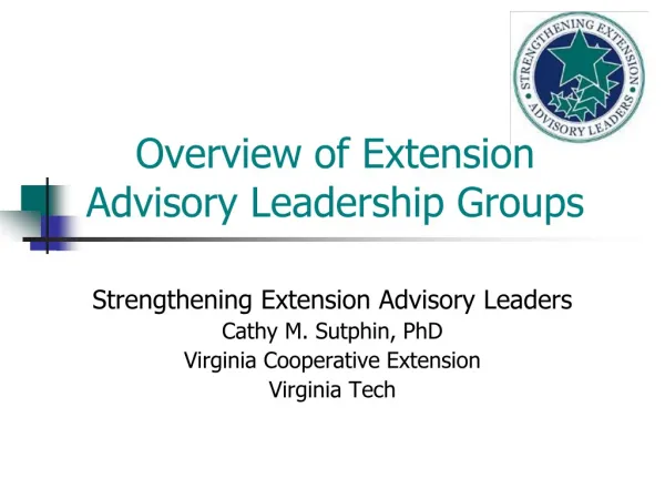 Overview of Extension Advisory Leadership Groups