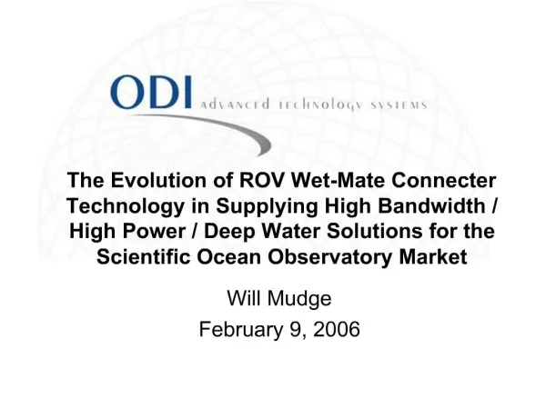 The Evolution of ROV Wet-Mate Connecter Technology in Supplying High Bandwidth