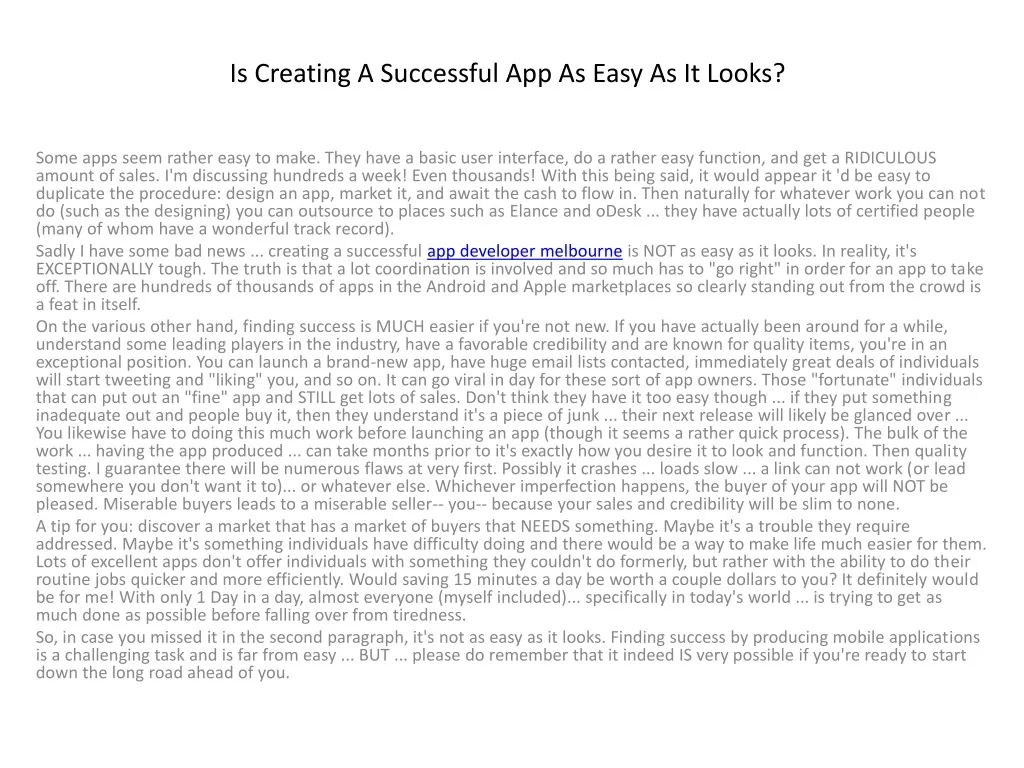 is creating a successful app as easy as it looks