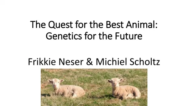 The Quest for the Best A nimal: Genetics for the Future