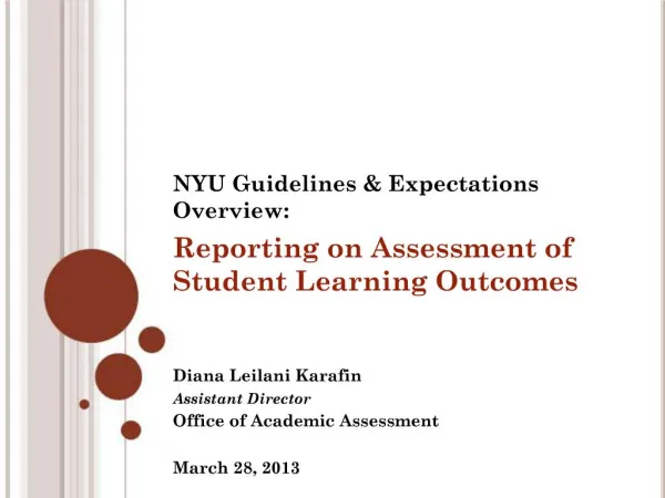 Reporting on Assessment of Student Learning Outcomes