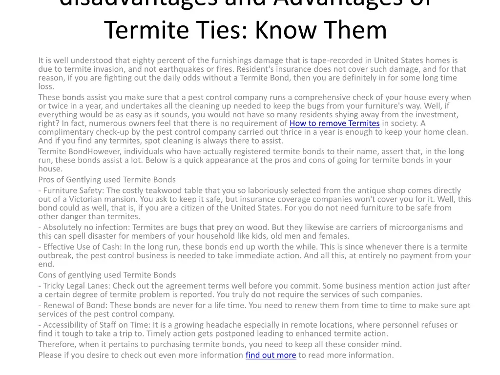 disadvantages and advantages of termite ties know them
