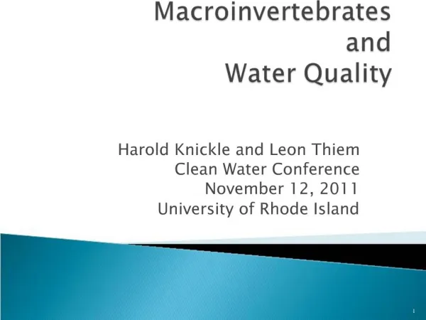 Macroinvertebrates and Water Quality