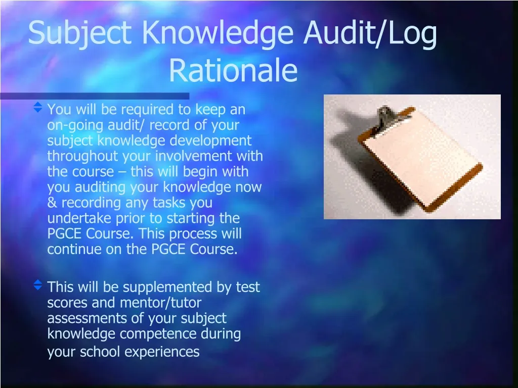 subject knowledge audit log rationale