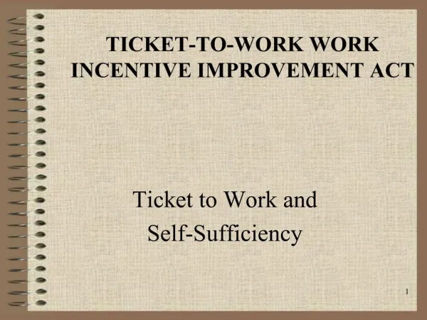 TICKET-TO-WORK WORK INCENTIVE IMPROVEMENT ACT