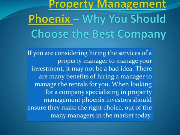 Phoenix property management