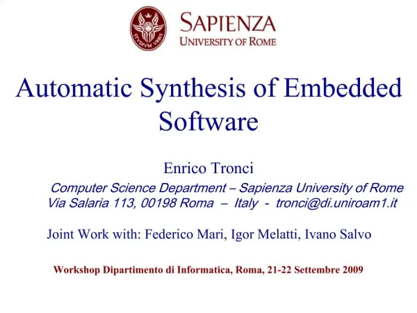Automatic Synthesis of Embedded Software
