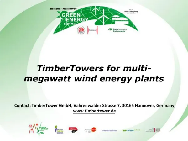 TimberTowers for multi-megawatt wind energy plants