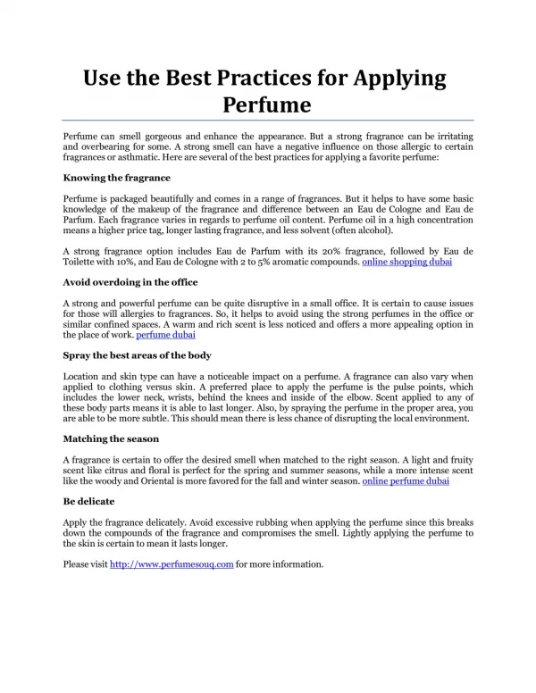 Use the Best Practices for Applying Perfume
