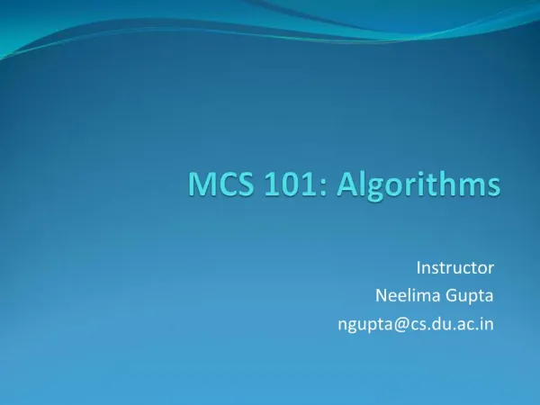 MCS 101: Algorithms