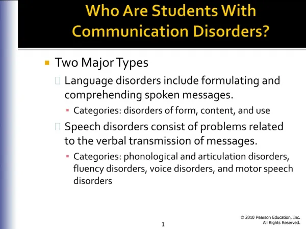 Who Are Students With Communication Disorders?