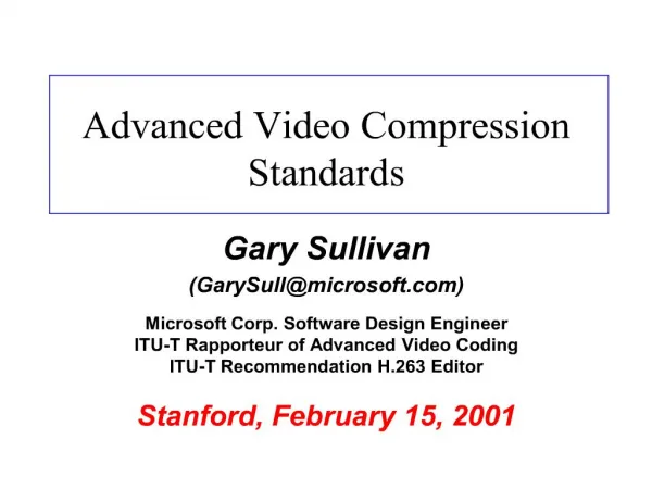 advanced video compression standards