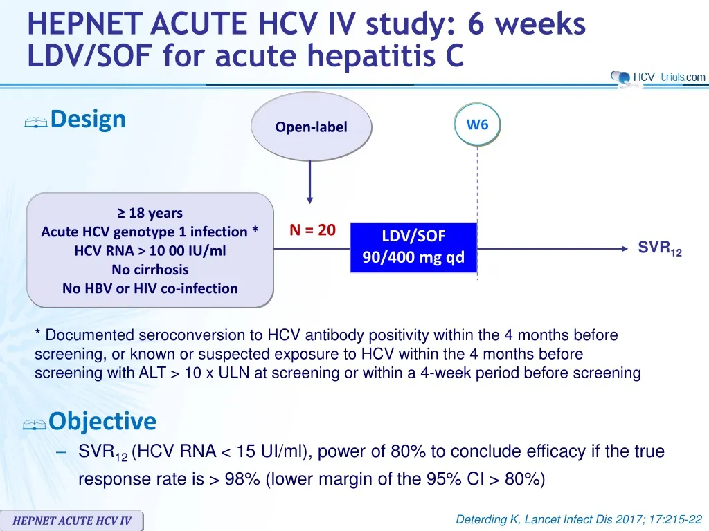 hepnet acute hcv iv study 6 weeks