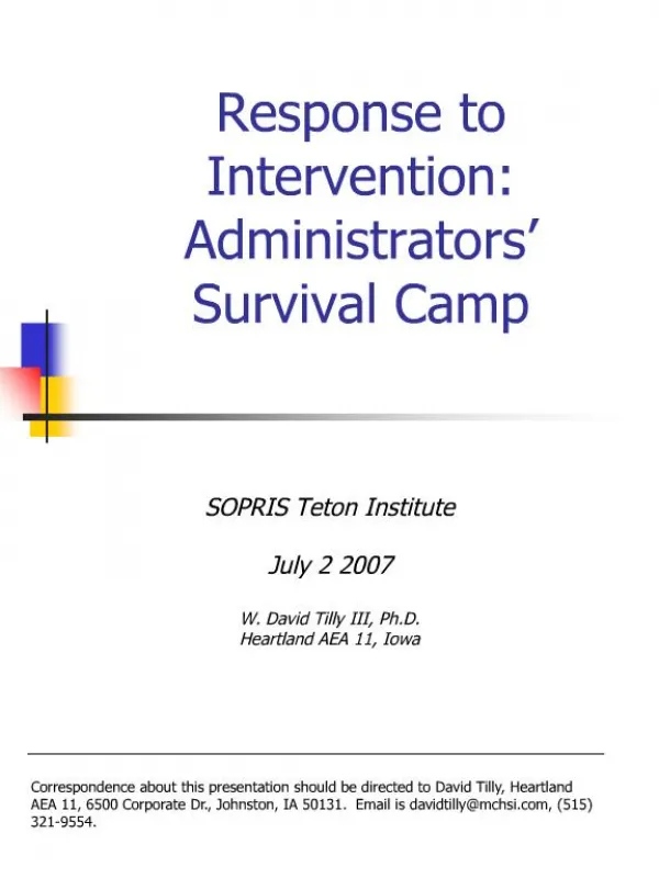 response to intervention: administrators survival camp