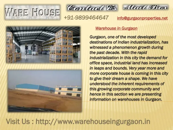 Warehouses for Sale, Rent and Lease in Gurgaon