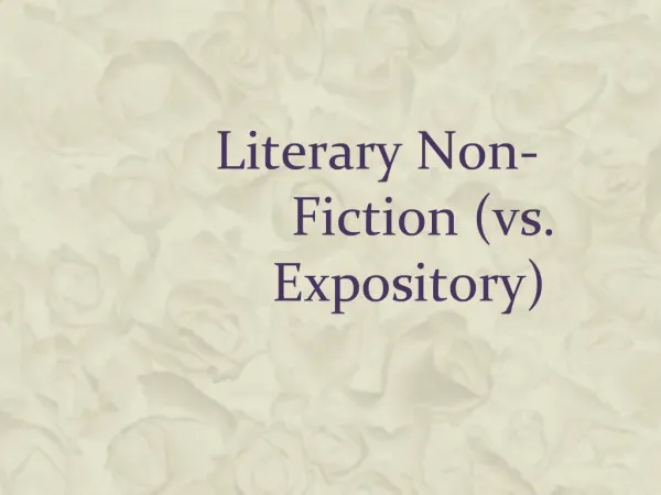 Literary Non-Fiction vs. Expository