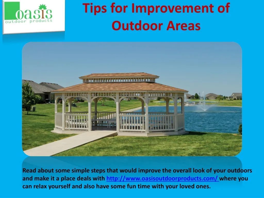 tips for improvement of outdoor areas