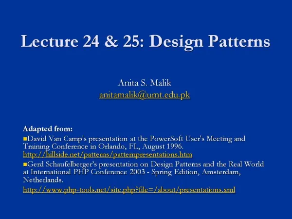 Lecture 24 25: Design Patterns