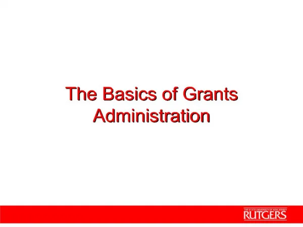the basics of grants administration