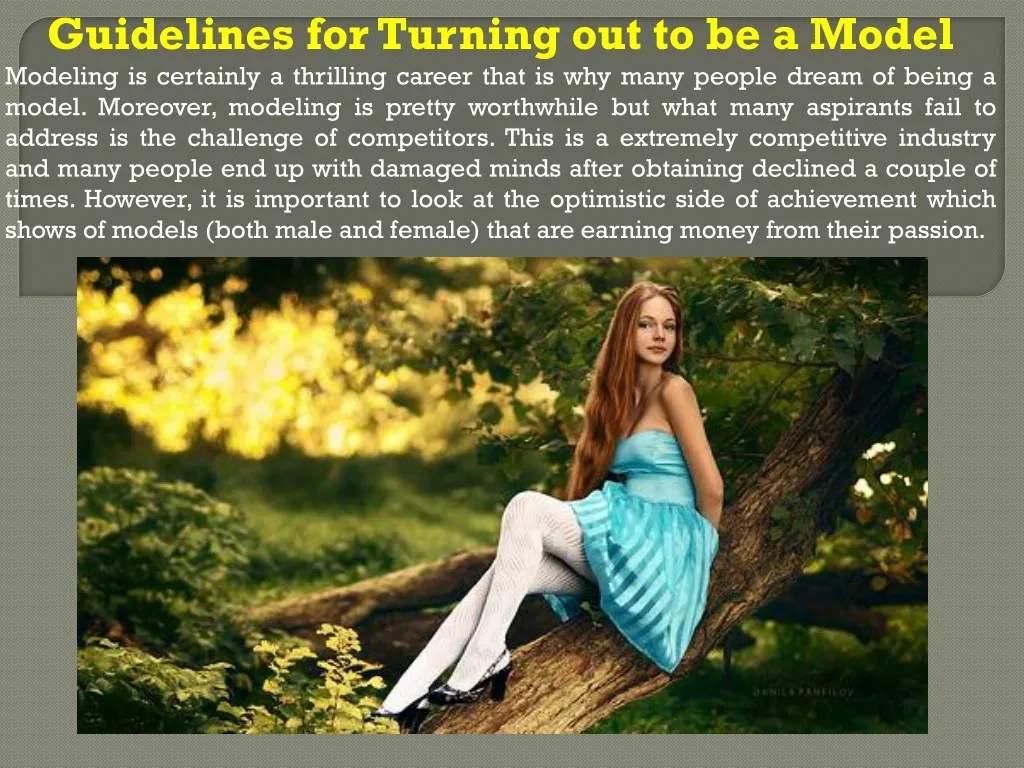 guidelines for turning out to be a model modeling