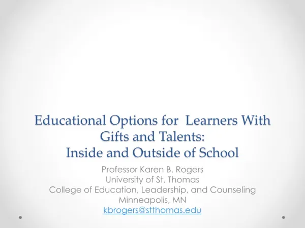 Beyond Giftedness XXI Keynote by Dr. Karen Rogers
