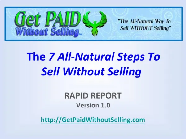 Get Paid Without Selling Rapid Report 1.0
