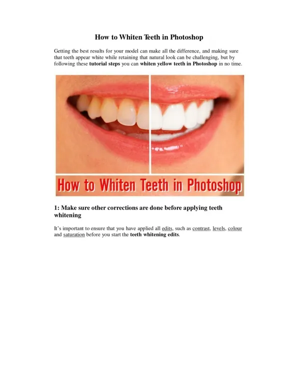 How to Whiten Yellow Teeth in Photoshop?