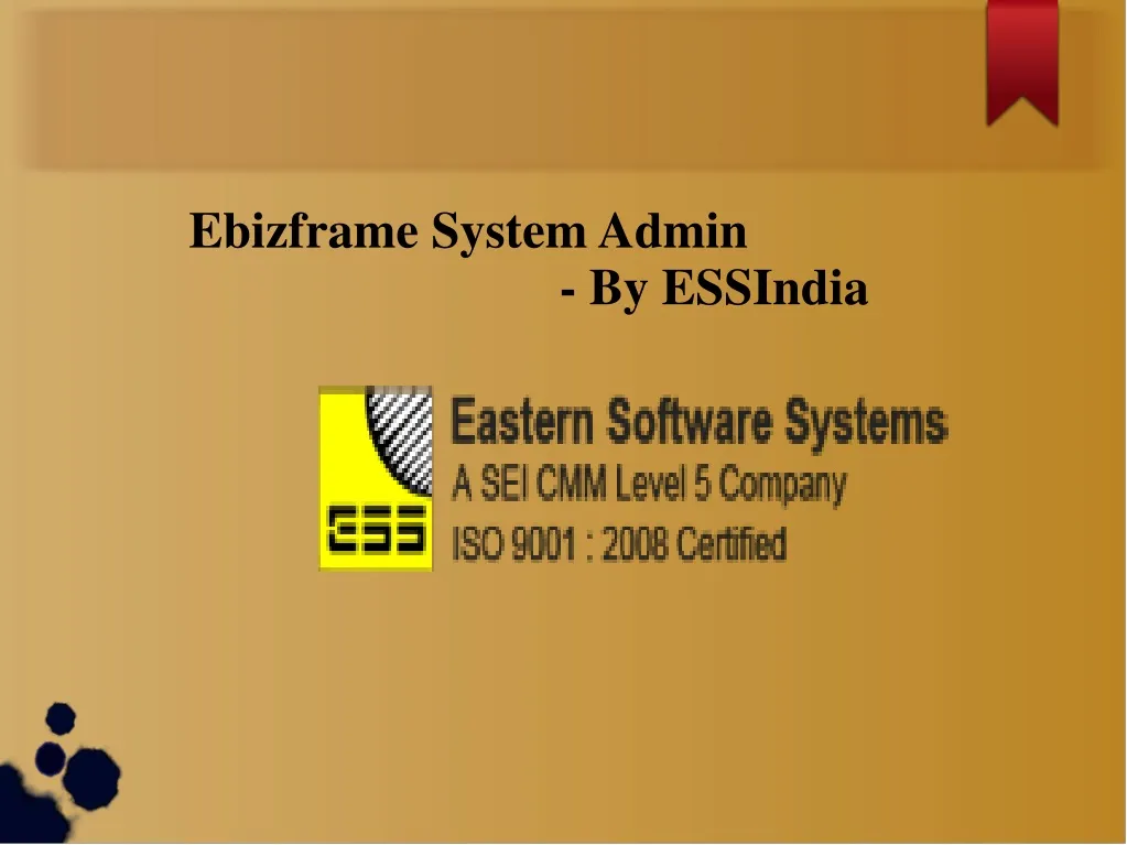 ebizframe system admin by essindia